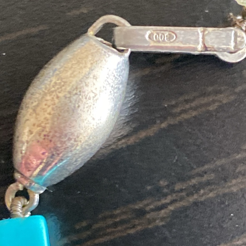 Navajo Native American Turquoise Silver & Mother of Pearl Eagle Necklace - Picture 6 of 17